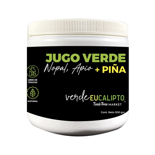 JUGO VERDE EN POLVO: NOPAL, APIO + PIÑA 300 grs.